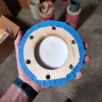 The wooden central centering rings after the holes were drilled.
